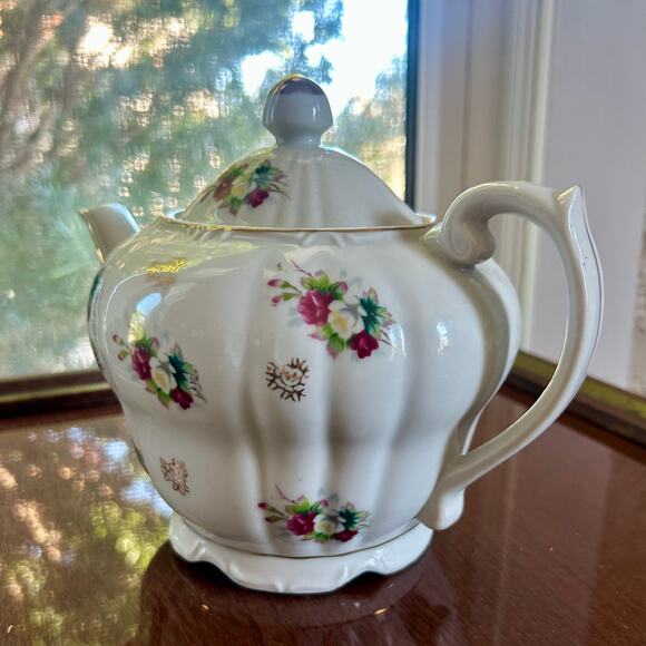 Vintage Floral Musical Teapot White Gold Accents Japan Porcelain - Picture 13 of 15